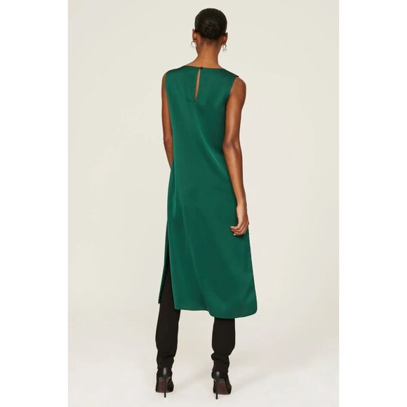 Marina Moscone x RTR Green Satin Sleeveless Satin Drape Tunic in Forest Green 2 - Picture 5 of 13